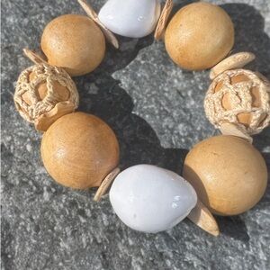 Wood and some kind of nur Beaded Bracelet